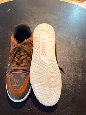 Louis Vuitton Brown Monogram & Tan Suede Men’s Low-Top Sneakers